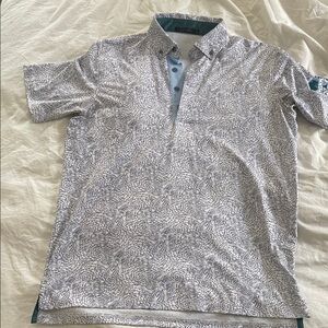 Men's Blue Patterned Golf Shirt